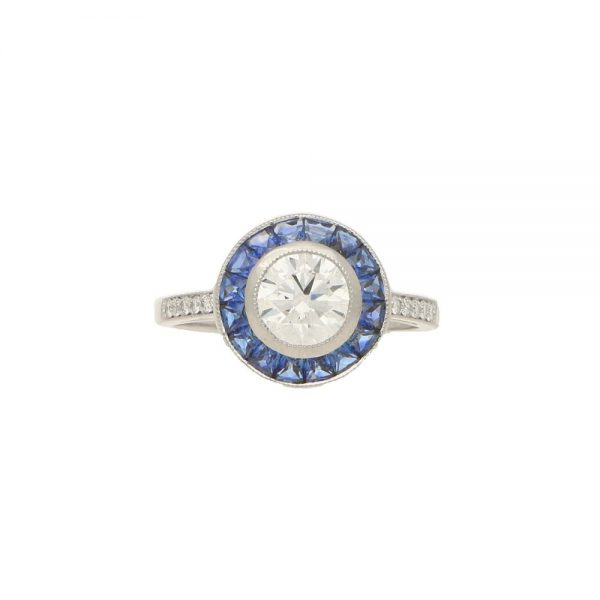 Sapphire and Diamond Target Ring