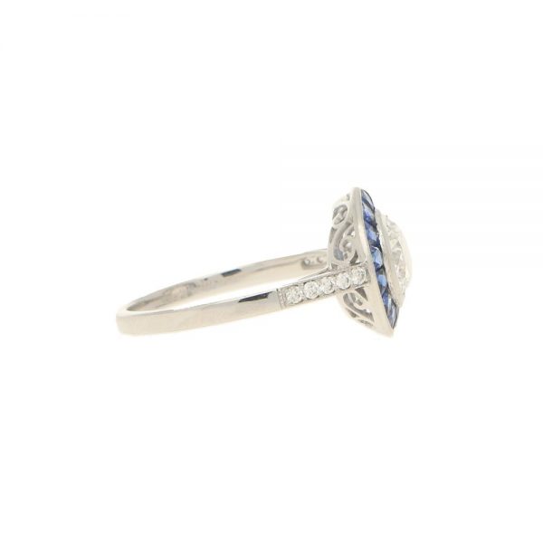 Sapphire and Diamond Target Ring