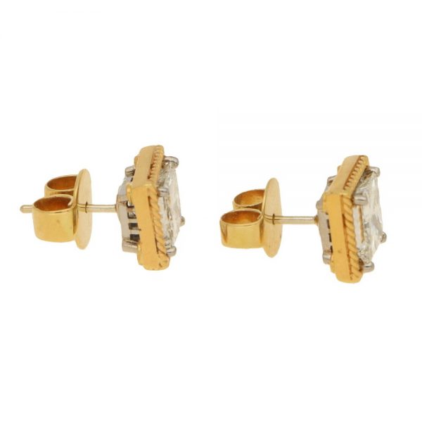 Convertible 4.04ct Princess-Cut Diamond Stud Earrings in Gold