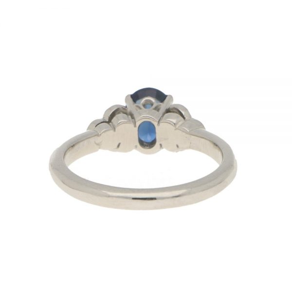 0.98ct Oval Sapphire and Diamond Engagement Ring in Platinum