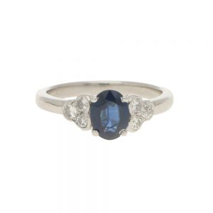 Sapphire and Diamond Engagement Ring Platinum