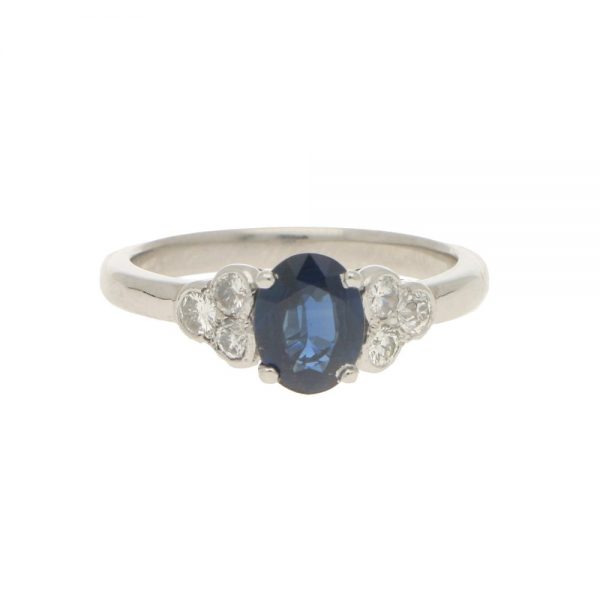 0.98ct Oval Sapphire and Diamond Engagement Ring in Platinum