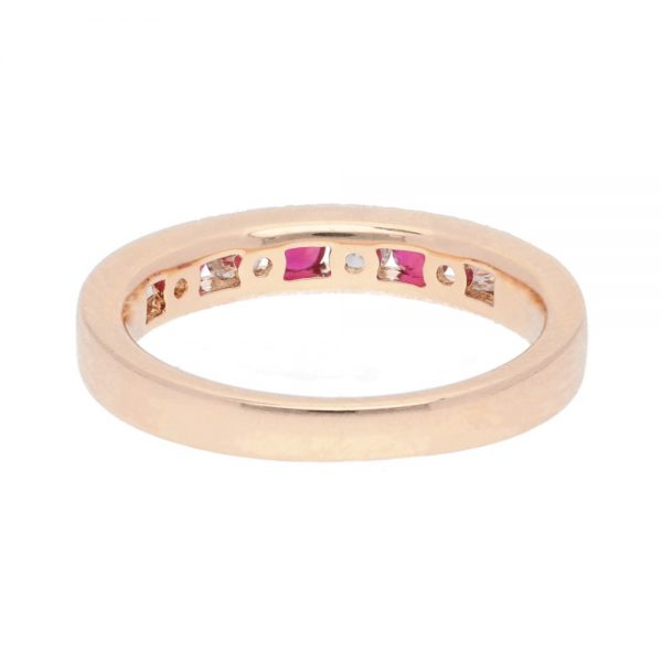 Diamond and Ruby Half Eternity Ring Band in 18ct Gold