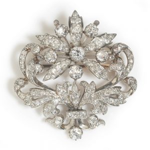 Antique Victorian 4ct Old Cut Diamond Flower Brooch