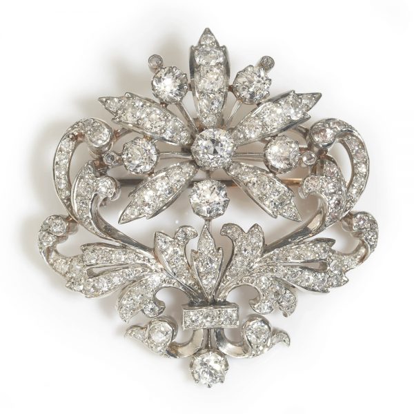 Antique Victorian 4ct Old Cut Diamond Flower Brooch come pendant