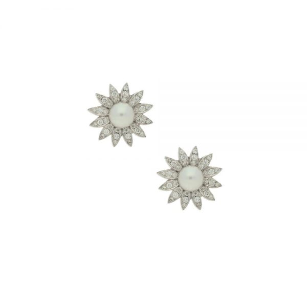 South Sea Pearl and Diamond Star Stud Earrings