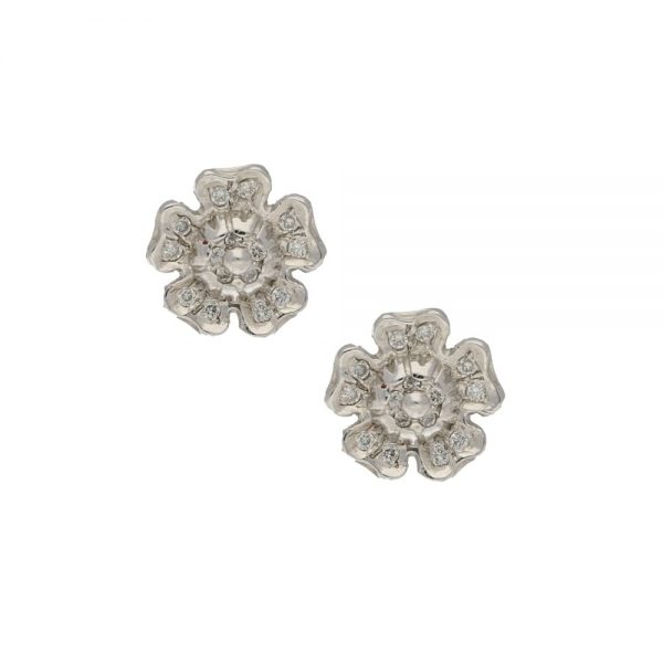 0.48ct Diamond Rose Flower Cluster Stud Earrings