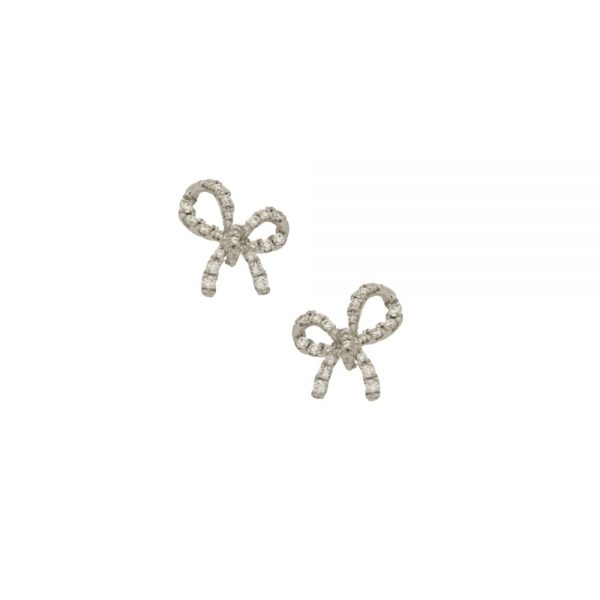 0.40ct Diamond Bow Earrings in 18ct White Gold