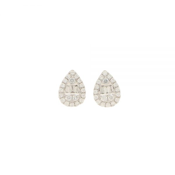 0.57ct Illusion Set Pear Shaped Diamond Cluster Stud Earrings