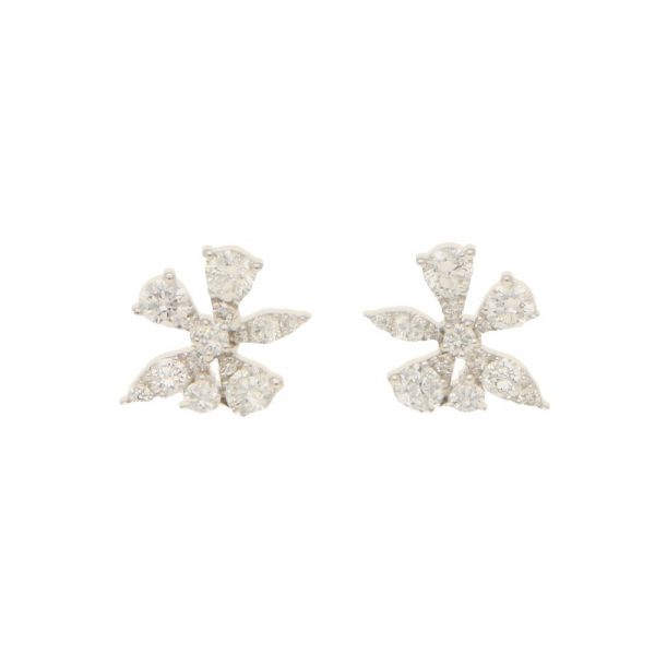 0.57ct Diamond Flower Cluster Stud Earrings in 18ct white gold