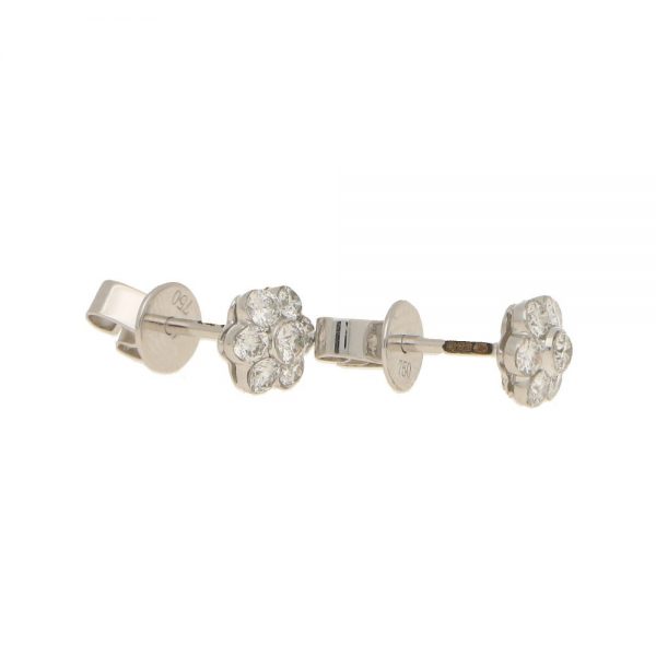 0.48ct Diamond Floral Cluster Stud Earrings in 18ct White Gold
