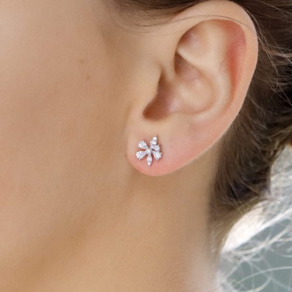 0.57ct Diamond Flower Cluster Stud Earrings in 18ct white gold