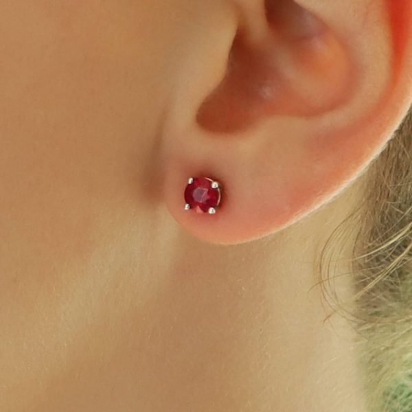 Ruby Solitaire Stud Earrings, 1.15 carats