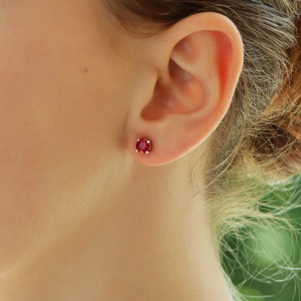 Ruby Solitaire Stud Earrings, 1.15 carat total