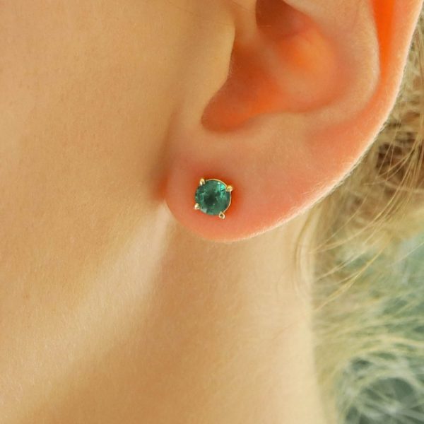 Single Stone 1.15ct Emerald Stud Earrings