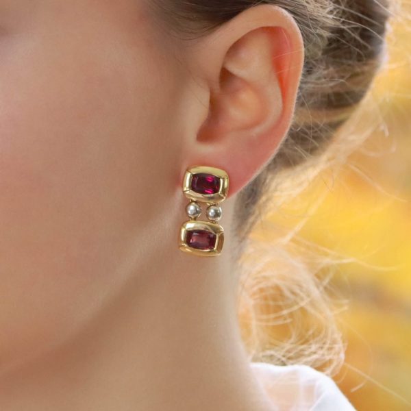 Vintage Antonini Garnet Drop Clip On Earrings