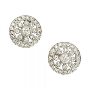 Openwork Diamond Circlet Cluster Earrings in 18ct White Gold