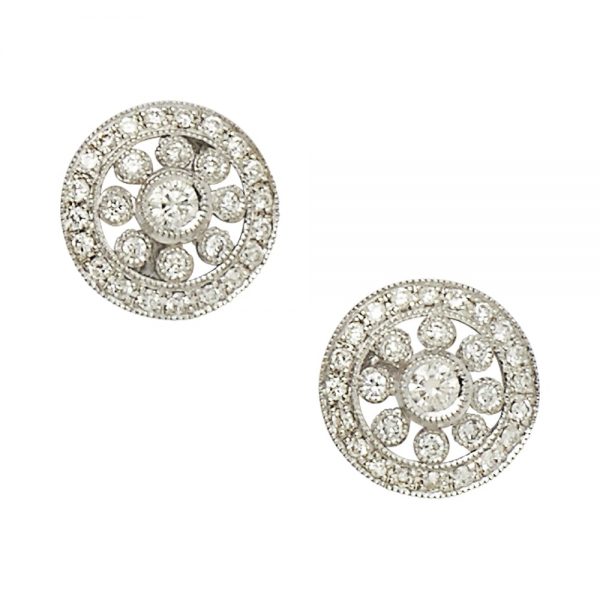 Openwork Diamond Circlet Cluster Earrings in 18ct White Gold