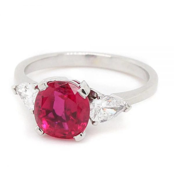 Certified Natural 2.4ct Burma Ruby and Diamond Ring by Gubelin