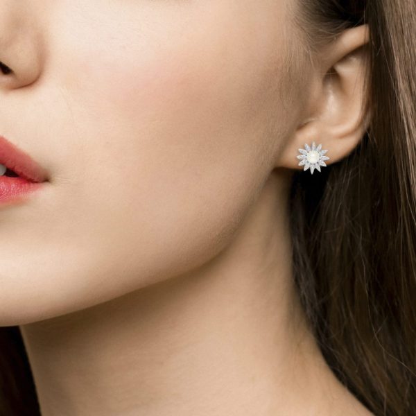 South Sea Pearl and Diamond Star Stud Earrings