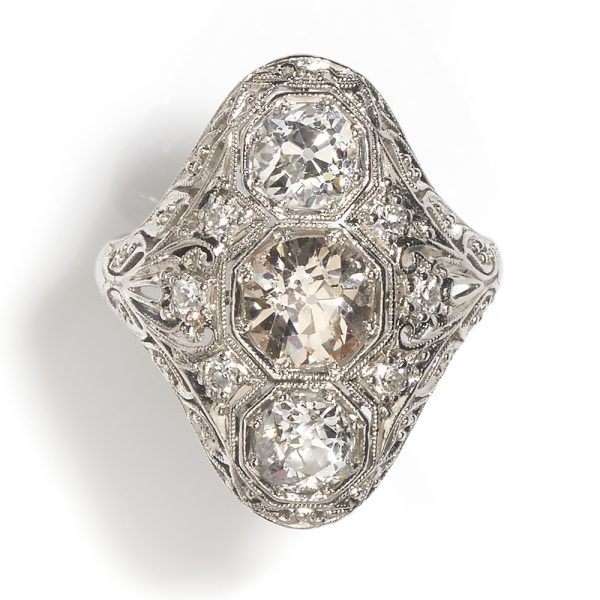 Art Deco 1.90ct Old Cut Diamond Panel Dress Ring
