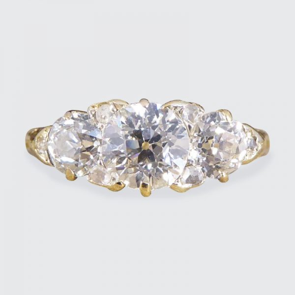 Antique Late Victorian 1.52ct Diamond Three Stone Ring