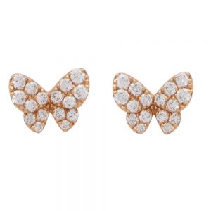 Contemporary Diamond Butterfly Earrings in 18ct Rose Gold