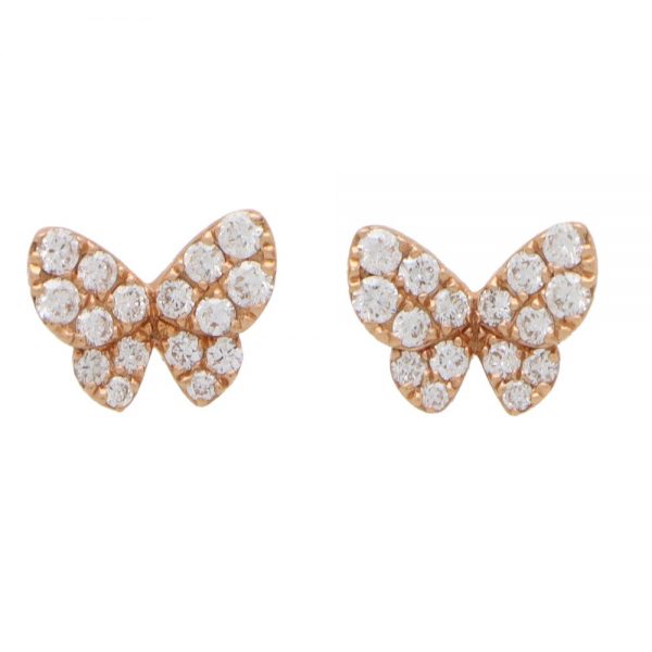 Contemporary 0.53ct Diamond Butterfly Earrings in 18ct Rose Gold