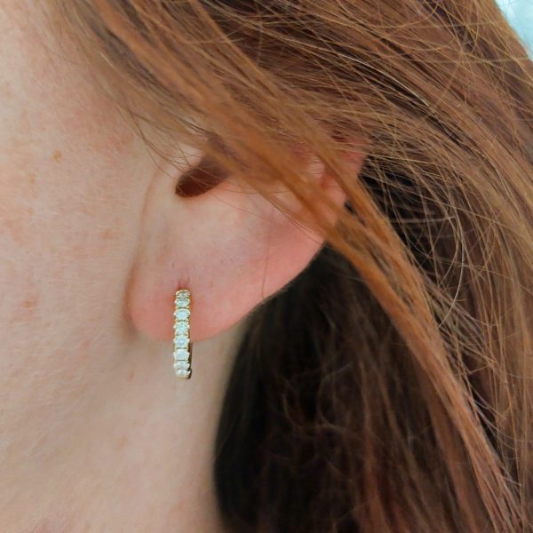 Modern 0.45ct Diamond Hoop Earrings