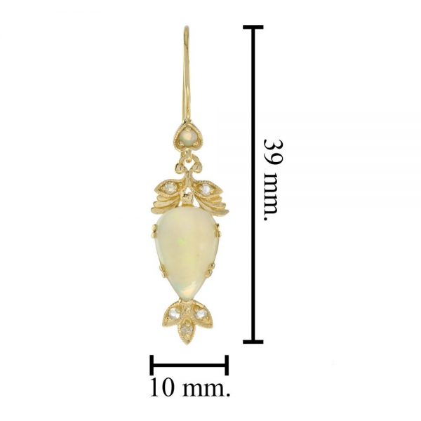 Victorian Style Opal and Diamond Drop Earrings