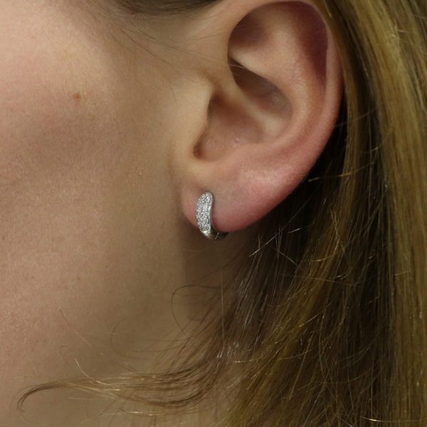 Diamond Huggy Hoop Earrings in 18ct White Gold