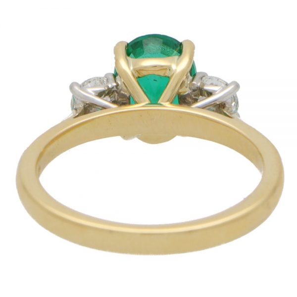GIA Certified Emerald and Diamond Trilogy Ring