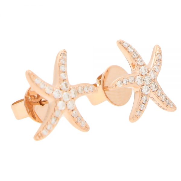 Diamond Starfish Stud Earrings in 18ct Rose Gold