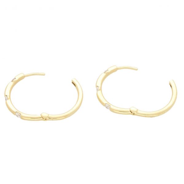 18ct Yellow Gold Hoop Earrings with Diamonds