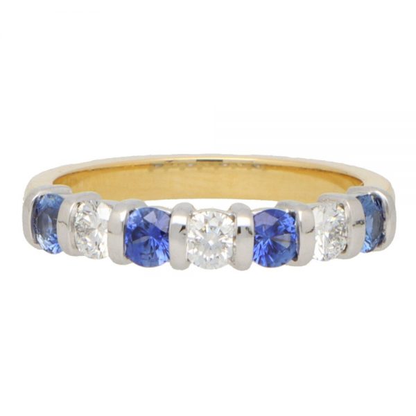 Sapphire and Diamond Half Eternity Ring in 18ct Gold