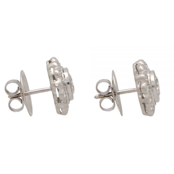 2.54ct Diamond Floral Cluster Earrings in Platinum