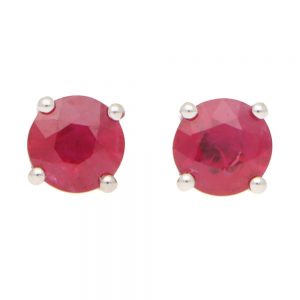 Ruby Solitaire Stud Earrings, 1.15 carat total