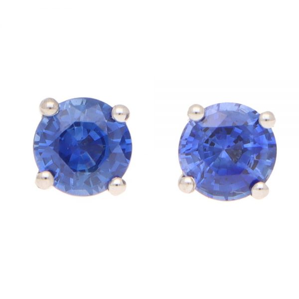 Modern Sapphire Stud Earrings, 1.25 carats
