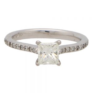 Vintage 0.90ct Princess Cut Diamond Engagement Ring