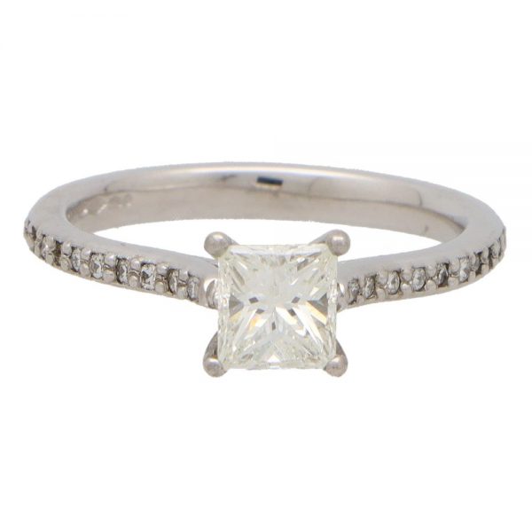 Vintage 0.90ct Princess Cut Diamond Engagement Ring in Platinum