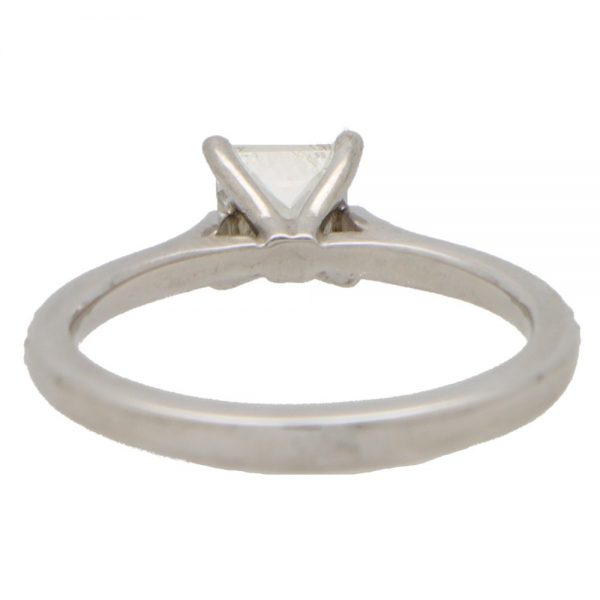 Vintage 0.90ct Princess Cut Diamond Engagement Ring in Platinum