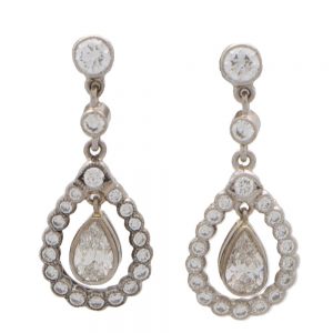 Pear Cut Diamond Cluster Garland Drop Earrings