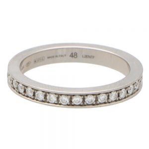 Vintage Bulgari Diamond Half Eternity Ring in Platinum, set with 18 round brilliant cut diamonds totalling 0.32 carats, Signed and hallmarked BVLGARI, 48, PT950, Made in Italy