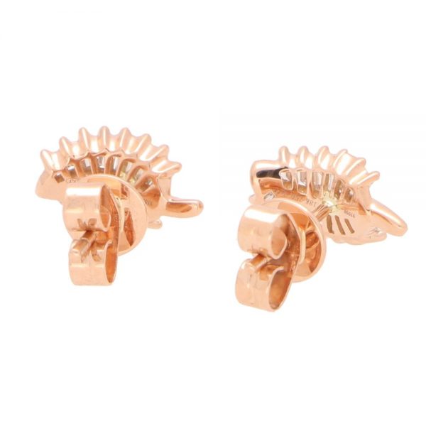 0.45ct Baguette Cut Diamond Leaf Earrings in 18ct Rose Gold