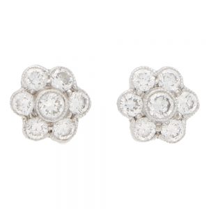 Diamond Floral Cluster Stud Earrings, 0.48 carats