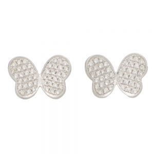 Diamond Butterfly Stud Earrings in 18ct White Gold