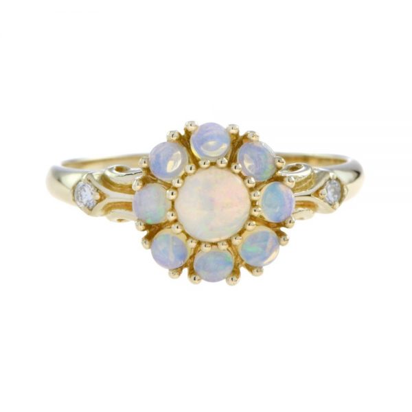 Victorian Style Opal Floral Cluster Ring