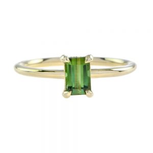 0.60ct Emerald Cut Green Tourmaline Solitaire Engagement Ring