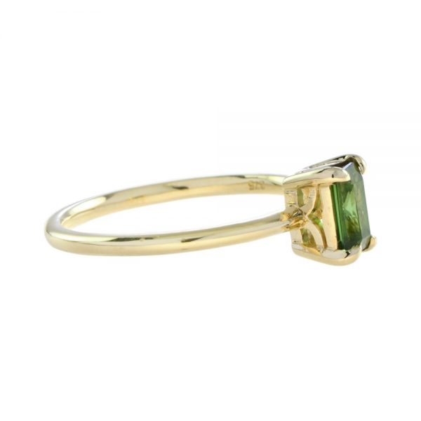 0.60ct Emerald Cut Green Tourmaline Solitaire Engagement Ring