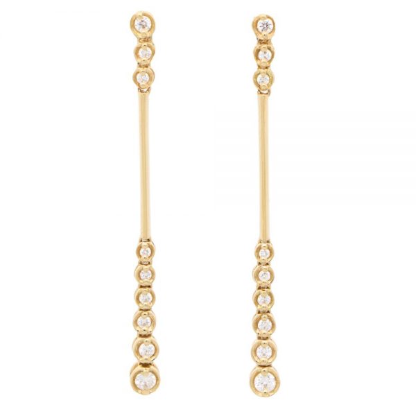 Contemporary Articulated Diamond Drop Earrings in 18ct Yellow Gold